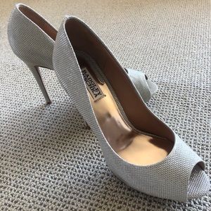 Badgely Mischka sparkly peep toe heels